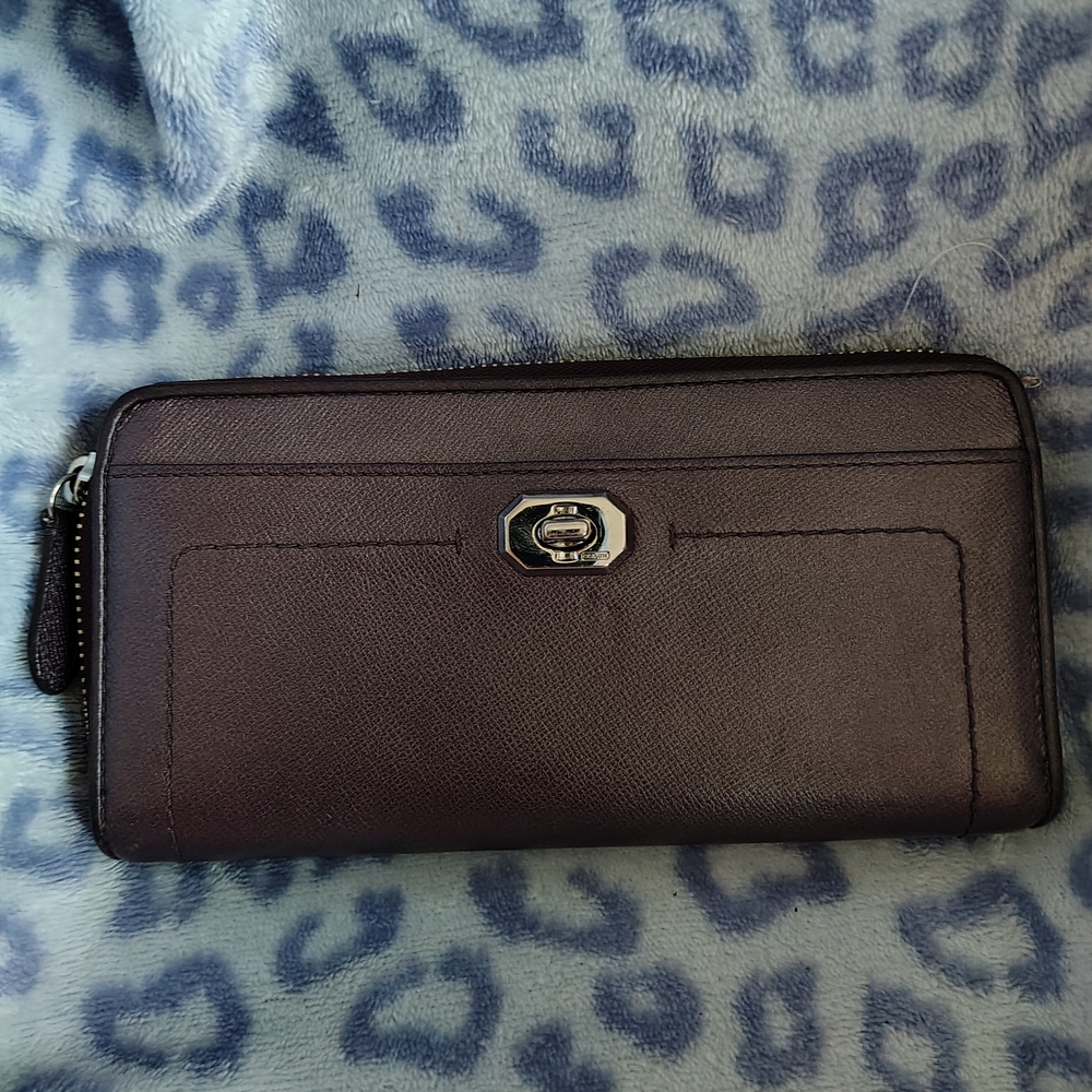 Coach Shimmery Eggplant Color Leather Wallet
